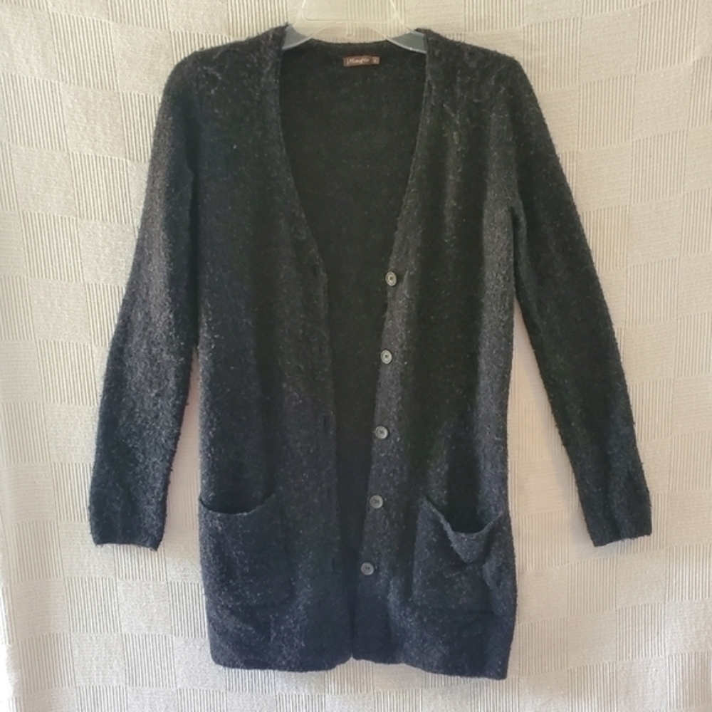 J McLaughlin‎ Cardigan Duster Sweater Superwash Wool Blend Womens Small Black